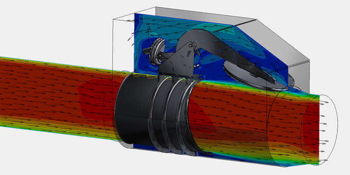 Pneumatischer Abflussregulator - Strömungsanalyse mit CFD